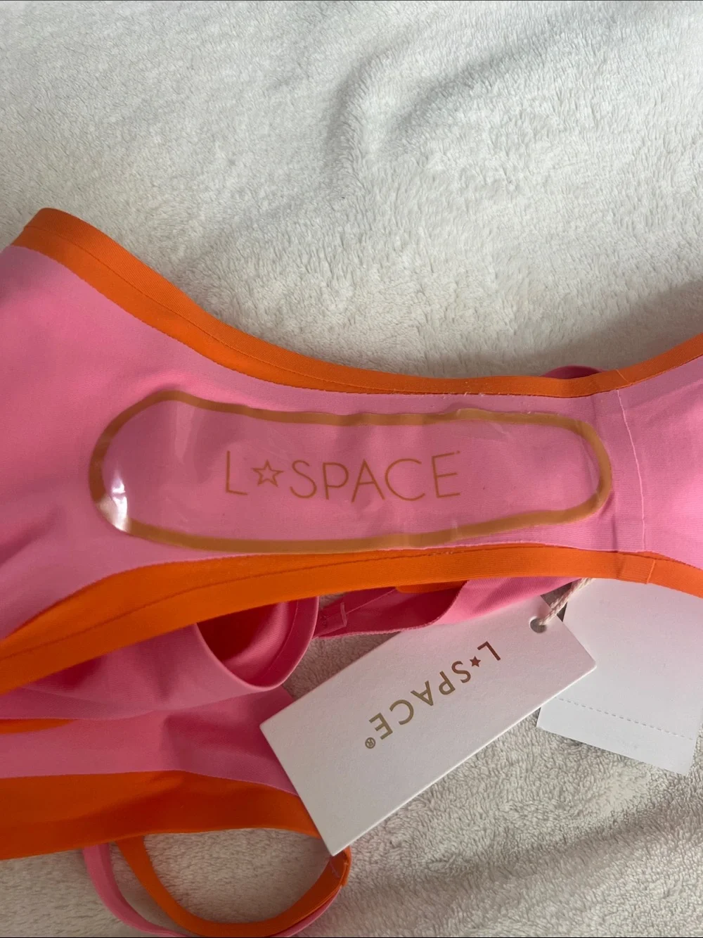 NWT | l*space Pink with Orange Trim Two-Piece Bikini, Size L